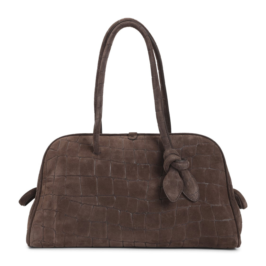 Jacquemus Textured Brown Suede Handbag With Knotted Detail