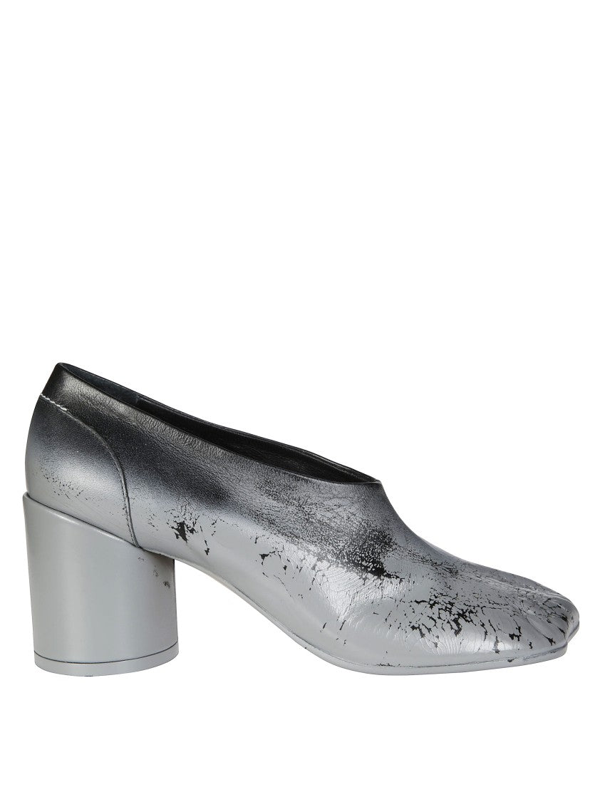 Mm6 By Maison Margiela Artfully Textured White Spray Leather Court Shoes