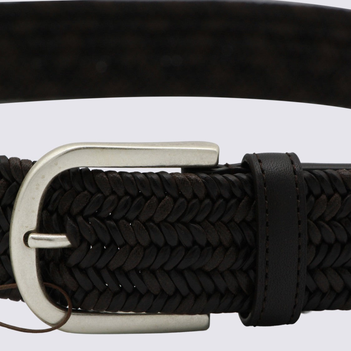 Canali Braided Textured Belt With Silver-Toned Buckle