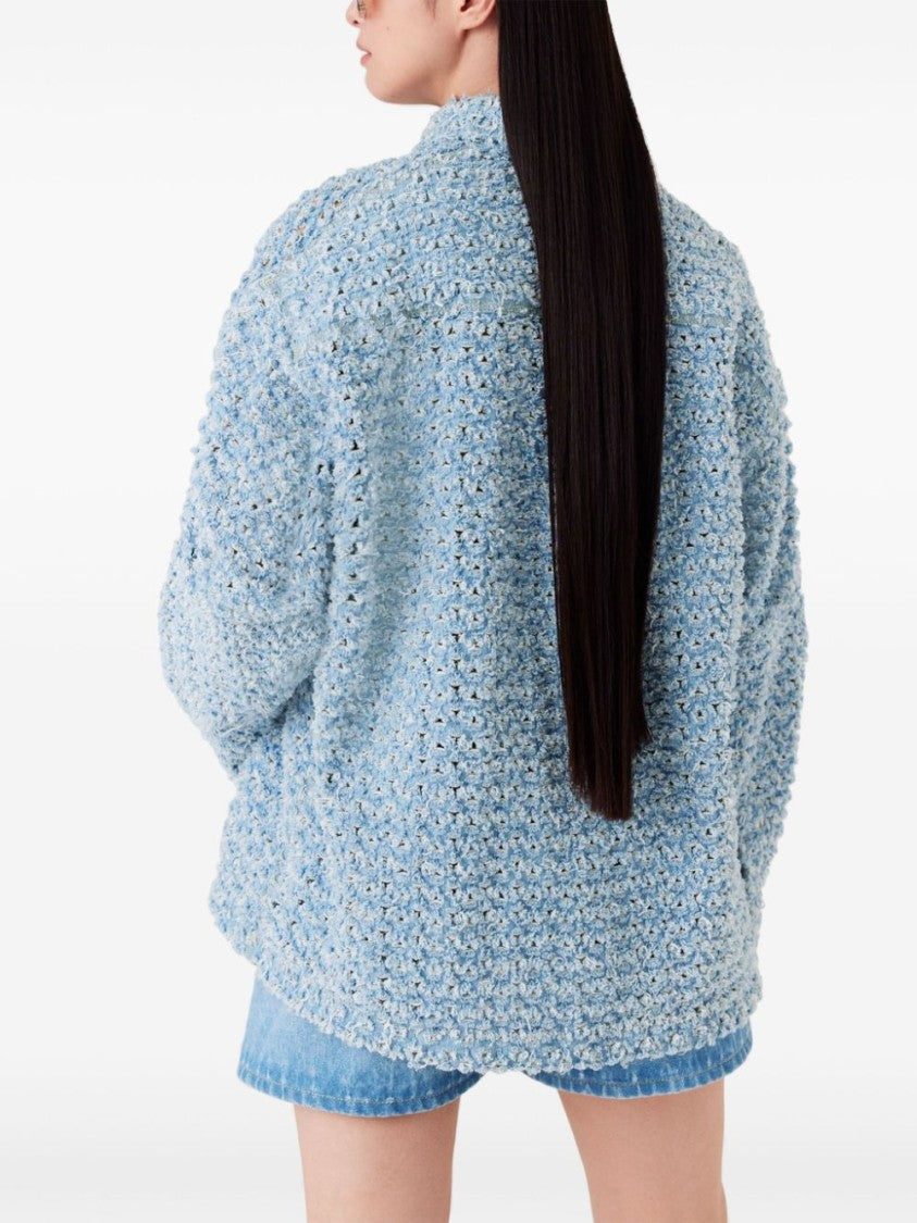 Stella Mccartney Textured Bouclé Blue Shirt