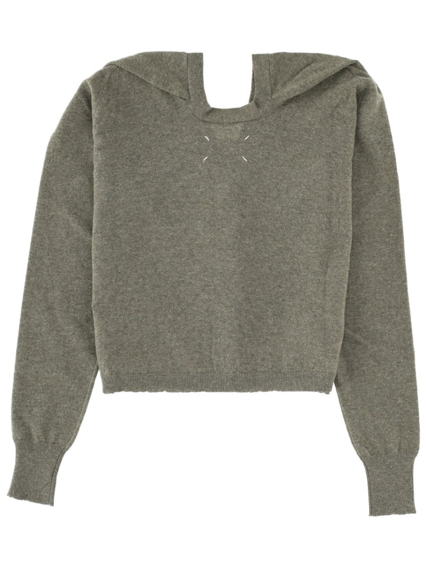 Maison Margiela Rich Green V-Neck Wool Cropped Cardigan