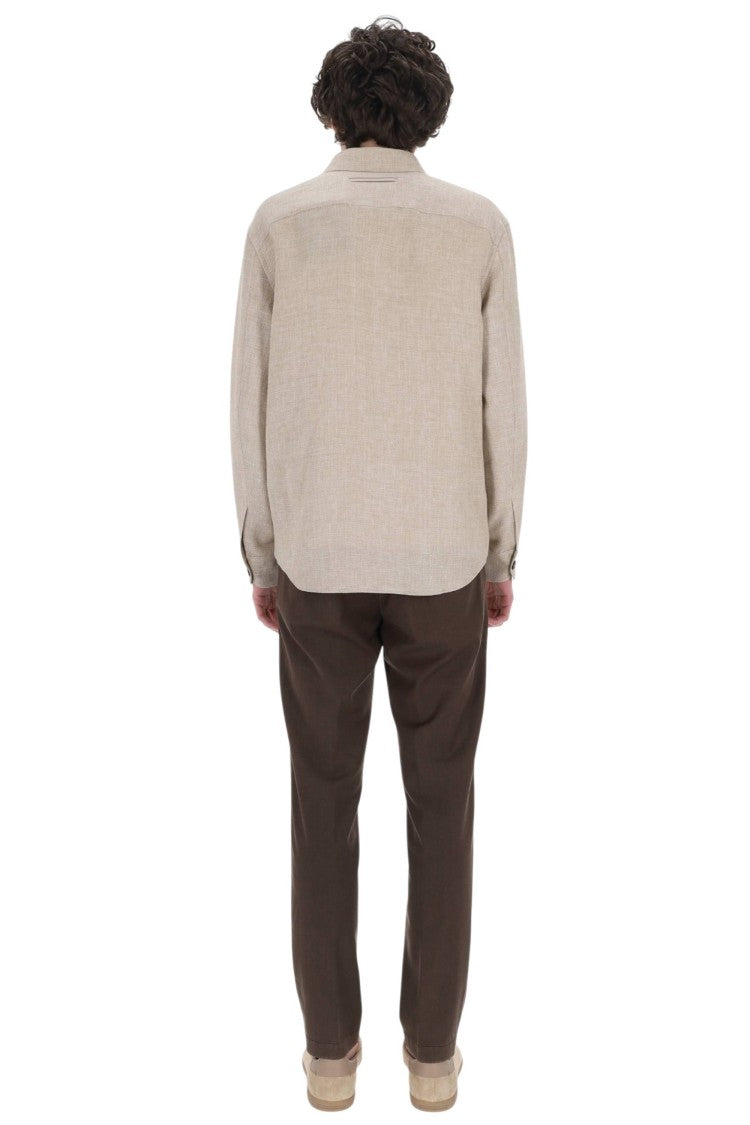 Zegna Cashmere-Linen-Silk Lightweight Layering Overshirt