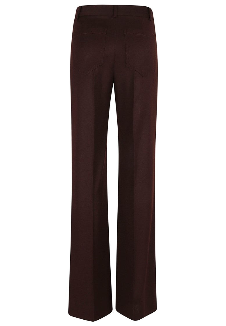 Victoria Beckham Refined Burgundy Wool Blend Flared Trousers