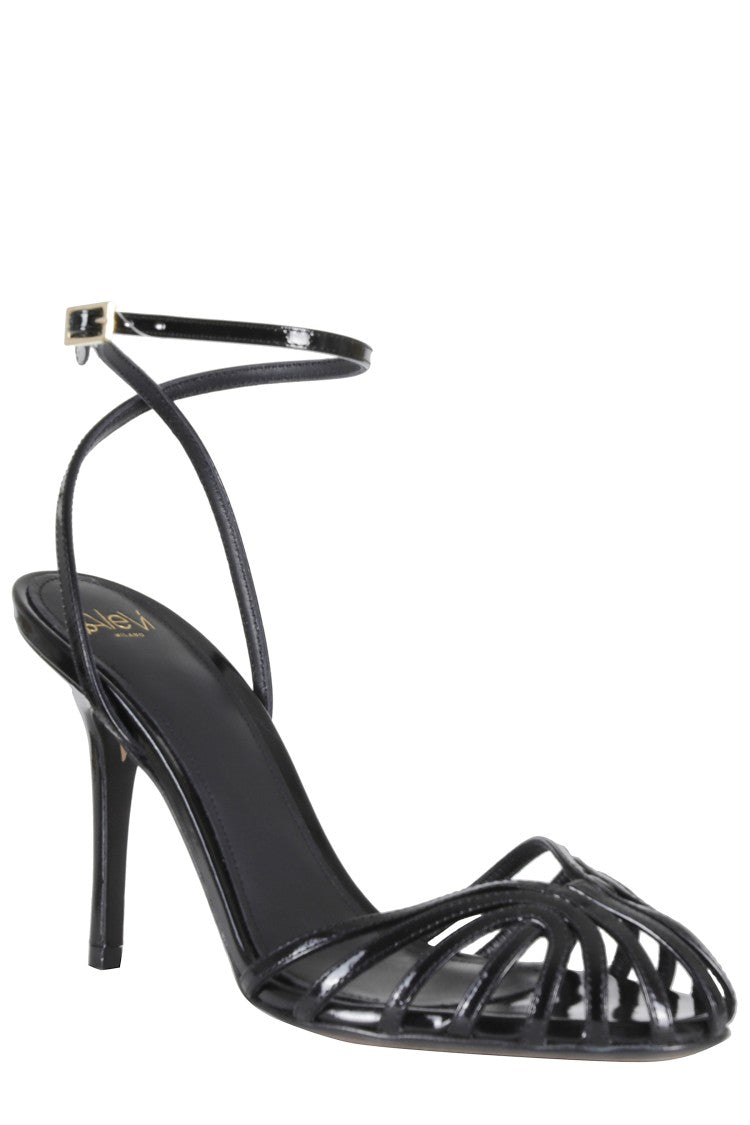 Alevi` Milano Black Blake 95 Charme Laminated Leather Sandals