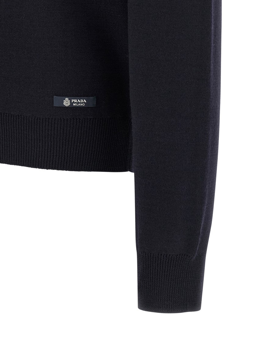 Prada Thick Wool Sweater With Crew Neck