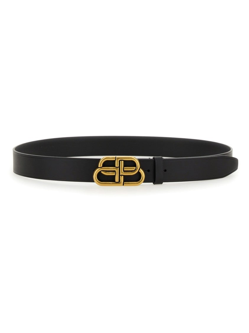 Balenciaga Bb Narrow Double B Buckle Leather Belt