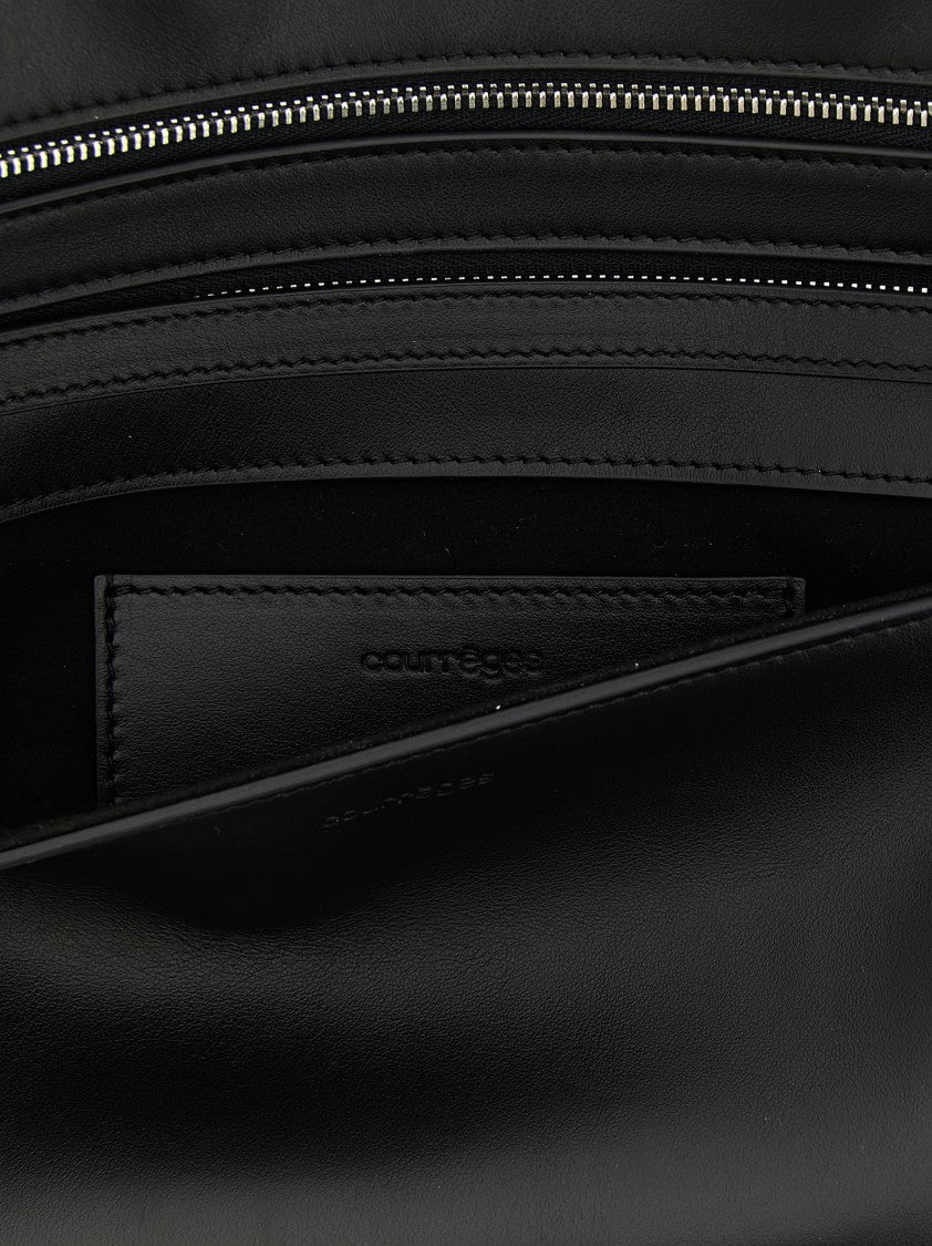 Courrèges Calf Leather Wrist Clutch With Magnetic Closure And Versatile Strap