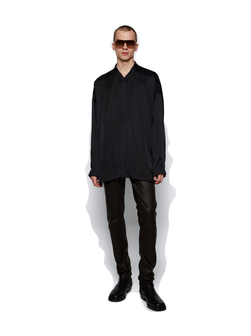 Rick Owens Oversized Snap Collar Faun Shirt Black