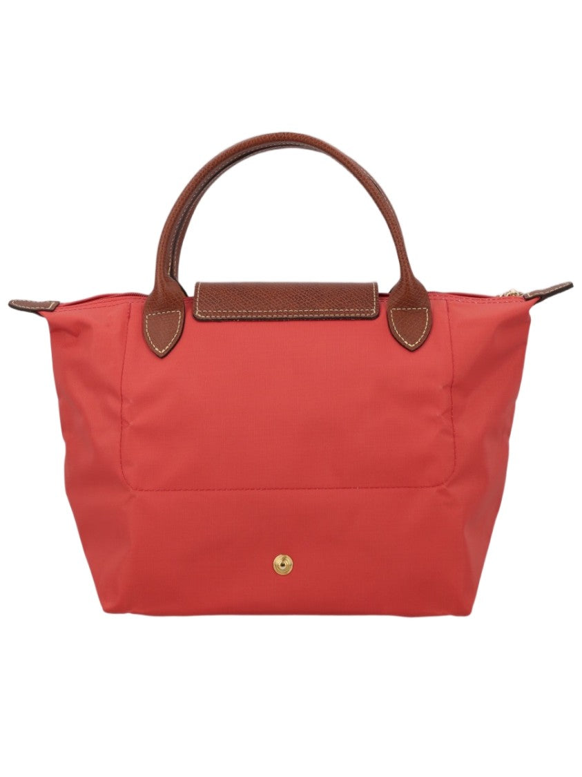 Longchamp Structured Red Handbag With Zip-Top Closure And Textured Flap
