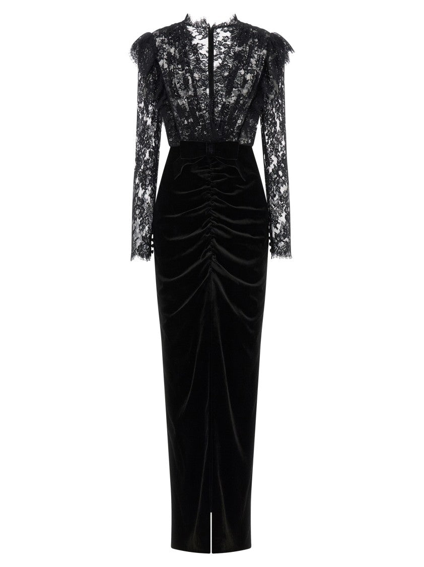 Alessandra Rich Velvet And Lace Dress