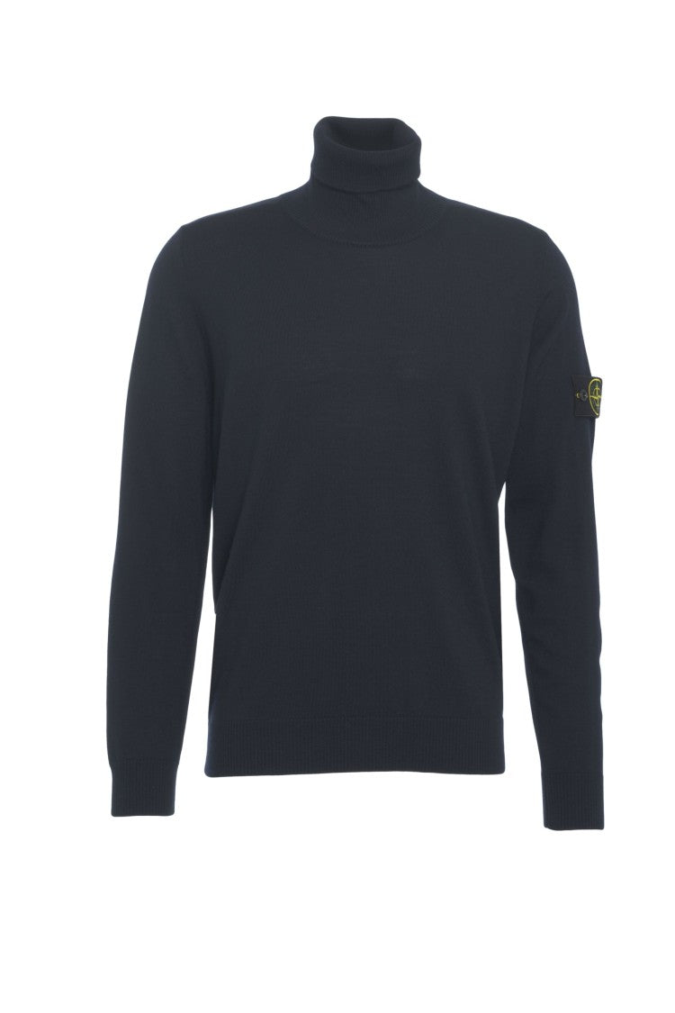 Stone Island Turtleneck Knitwear With Removable Logo Patch