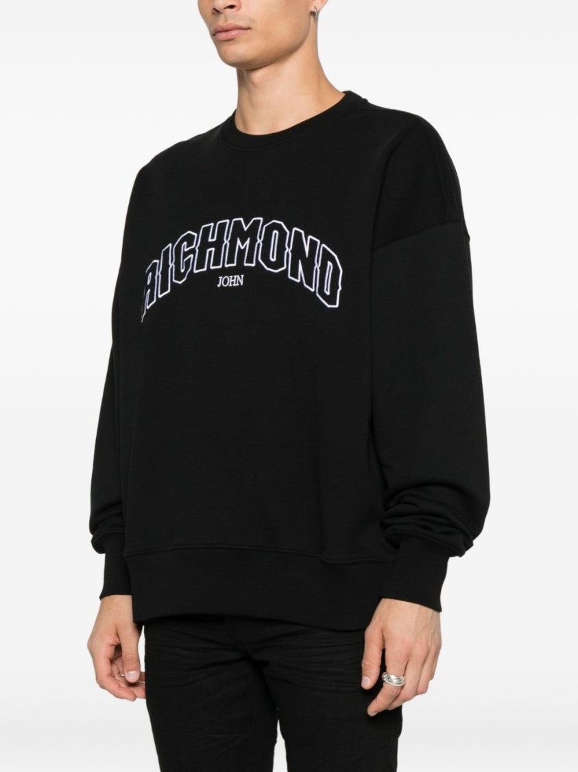 John Richmond Relaxed Fit Black Sweatshirt With Bold Logo