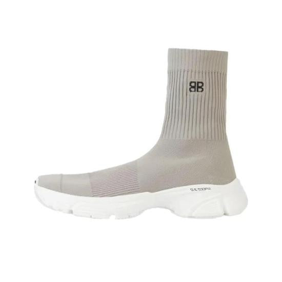 Balenciaga High Ribbed Knit Sock-Style Sneakers With Sculpted Sole