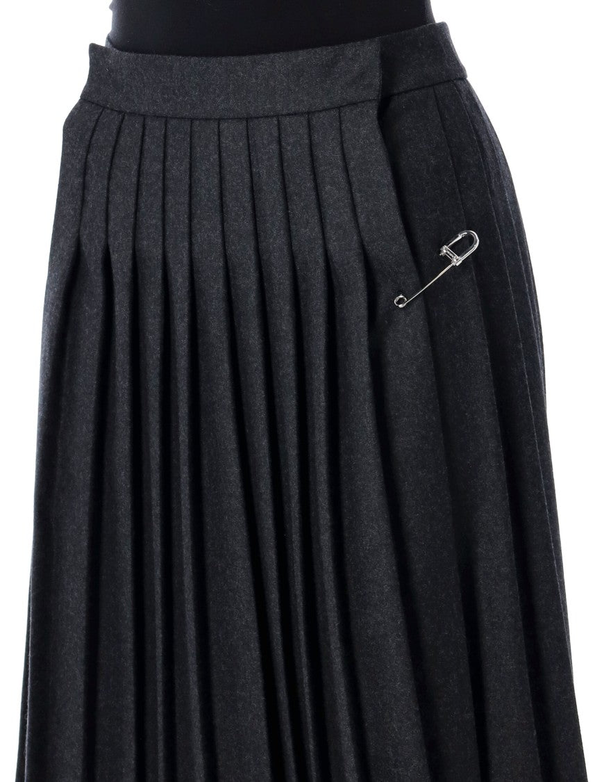 Prada Pleated Wool Flannel Skirt