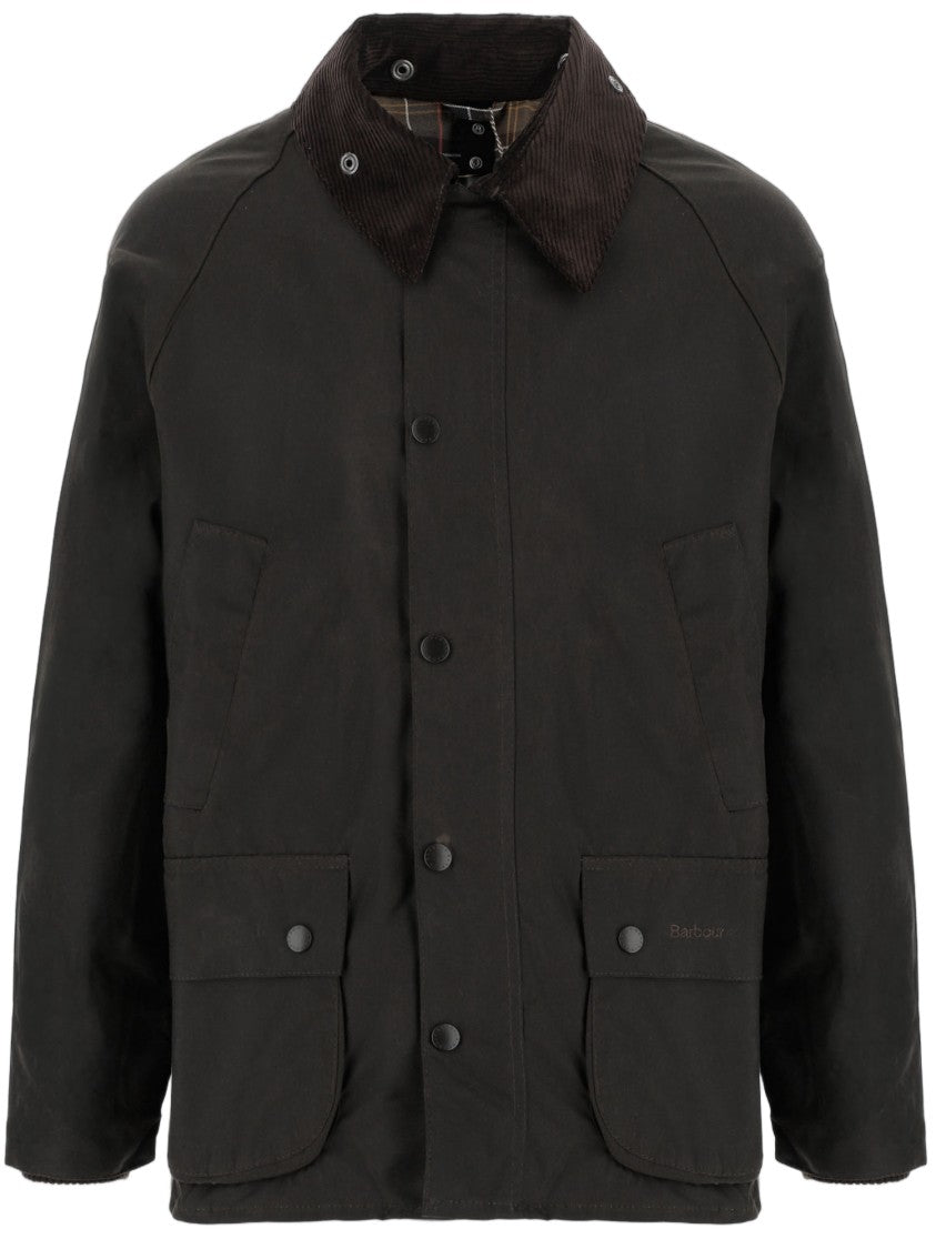 Barbour Dark Green Waxed Cotton Velvet Collar Jacket