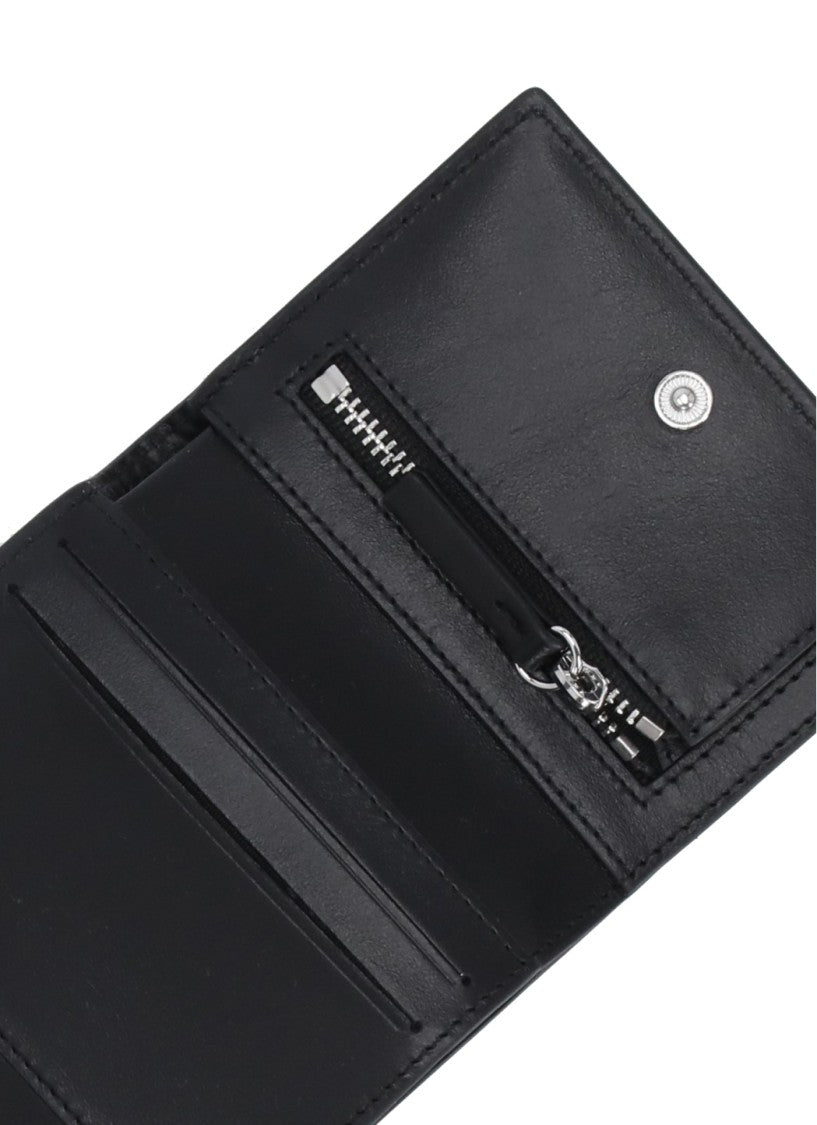 Mm6 By Maison Margiela Black Zip Leather Wallet