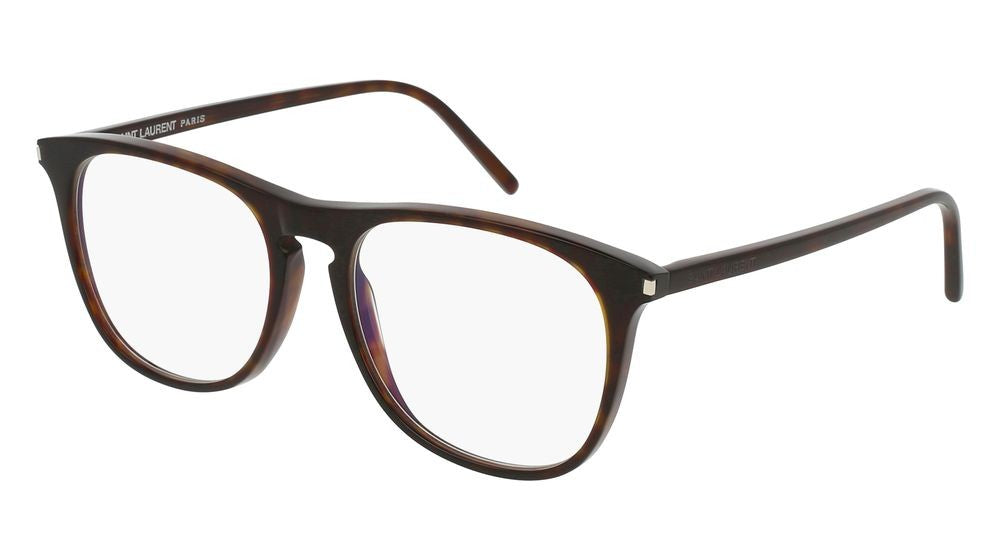 Saint Laurent Havana Translucent Round Frame Eyeglasses