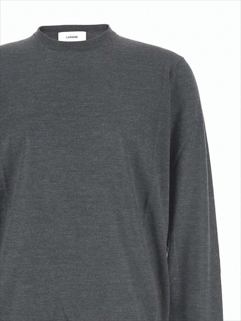 Lardini Classic Crew Neck Grey Wool Sweater