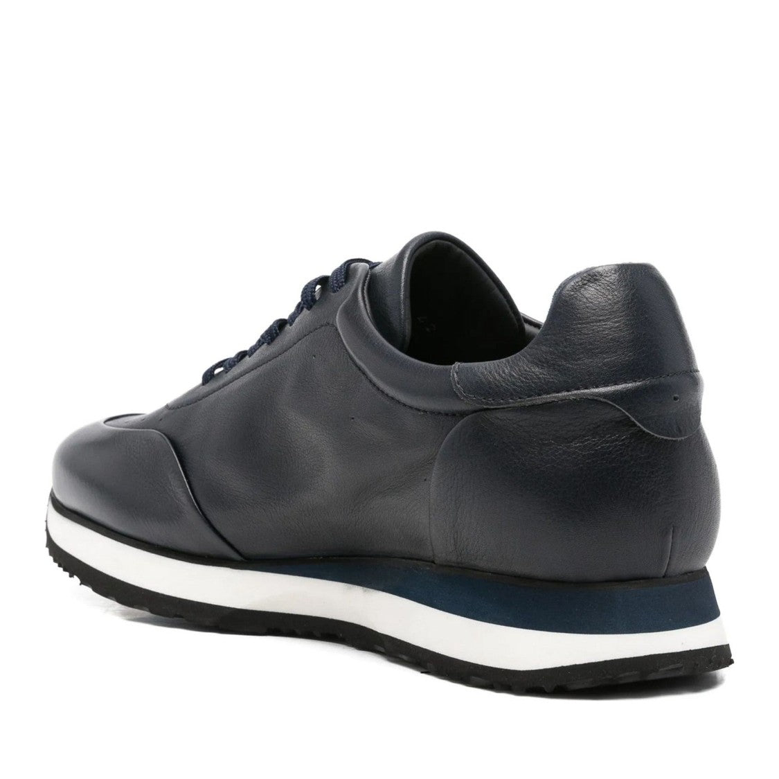 John Harrison Blue Leather Wedge Sneakers