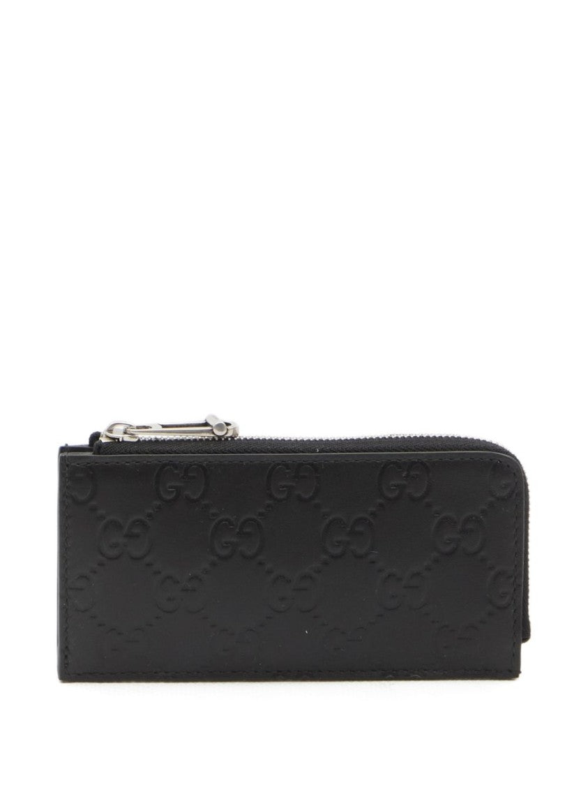 Gucci Rectangular Calfskin Wallet With Embossed Interlocking Pattern