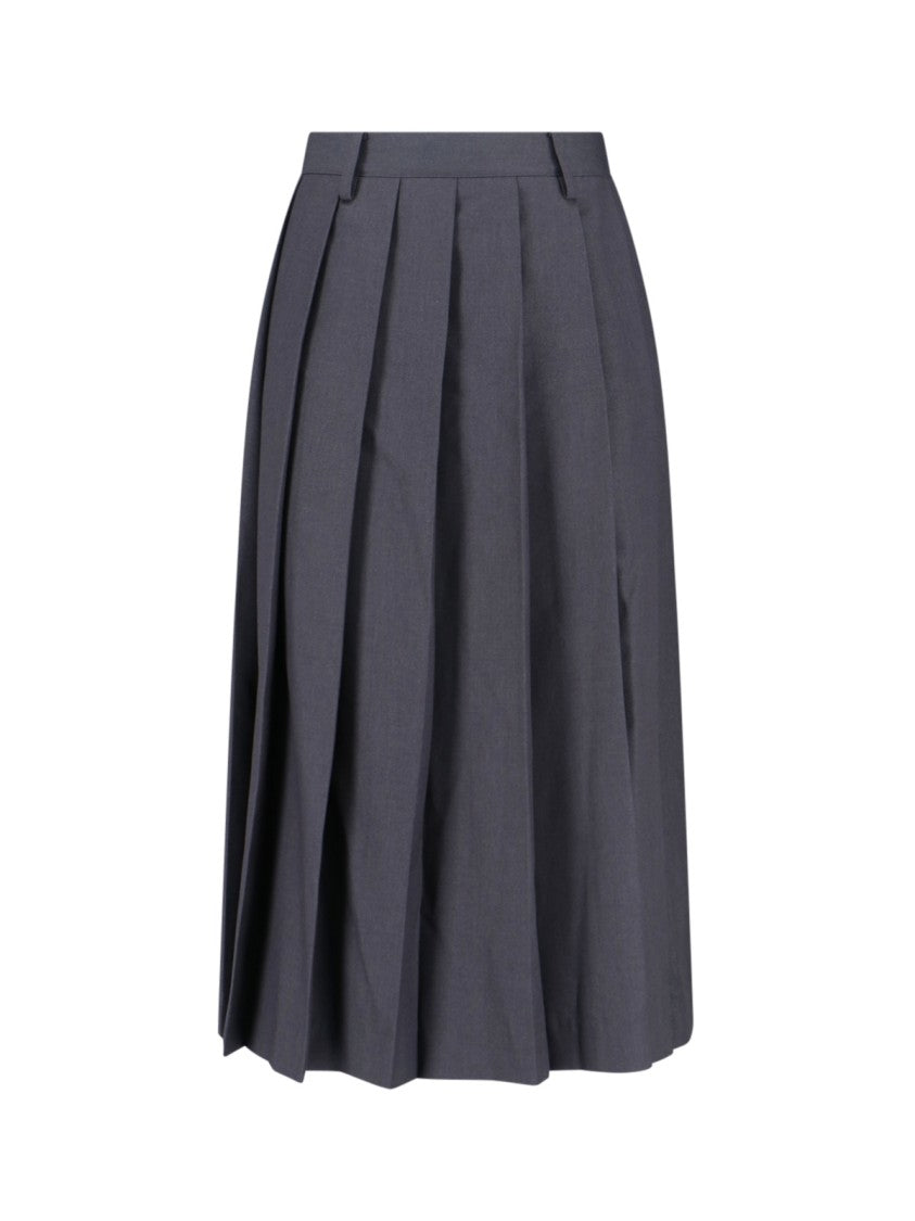 Dunst High-Waisted Pleated Midi Skirt With Side Slit And Belt Loops