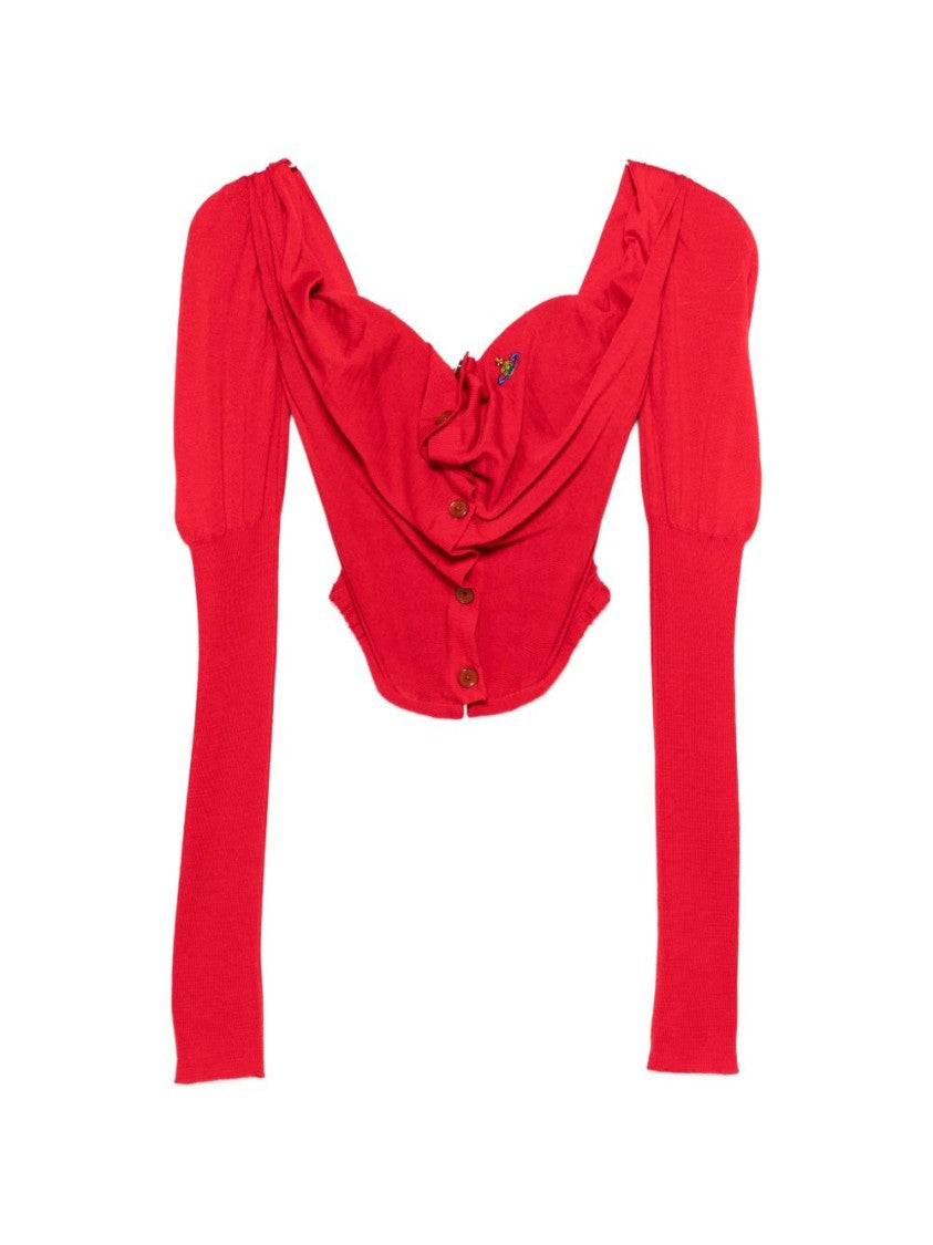 Vivienne Westwood Off-Shoulder Red Top With Draped Neckline