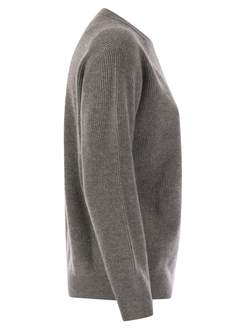 Brunello Cucinelli English Rib Cashmere Sweater With Monile