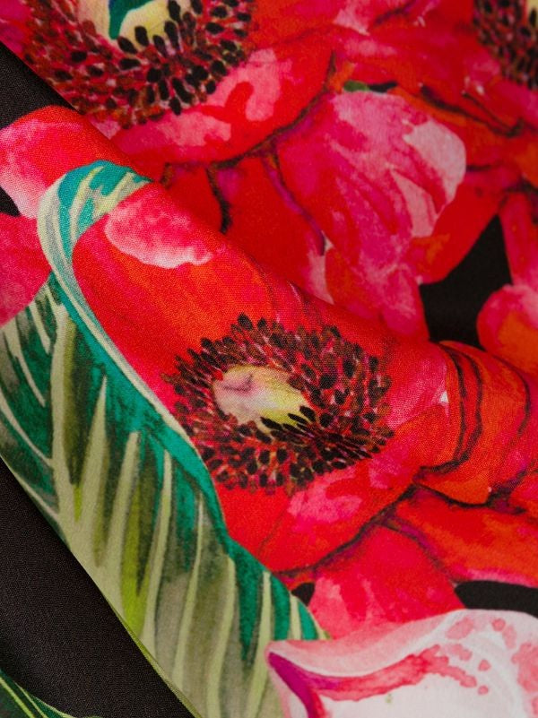 Philipp Plein Floral Print Mini Dress With Lace Trim And Spaghetti Straps