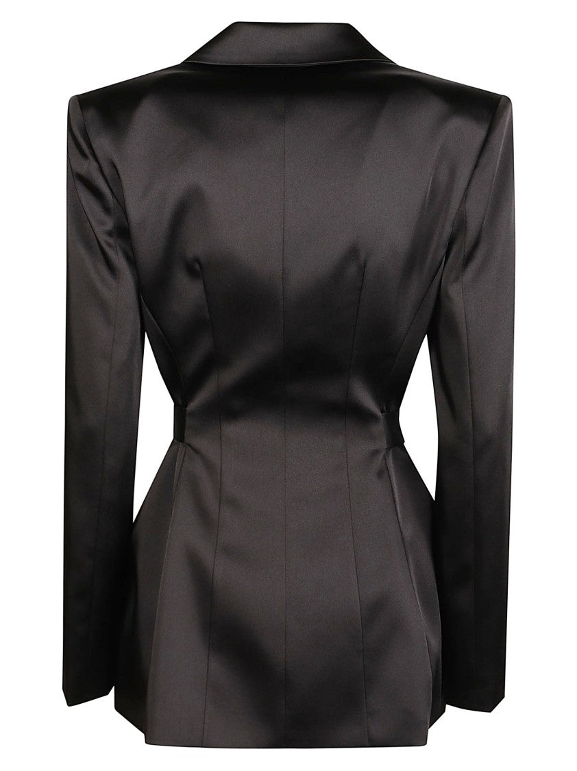 Elisabetta Franchi Structured Long Sleeve Jacket With Self-Tie Waist Detail