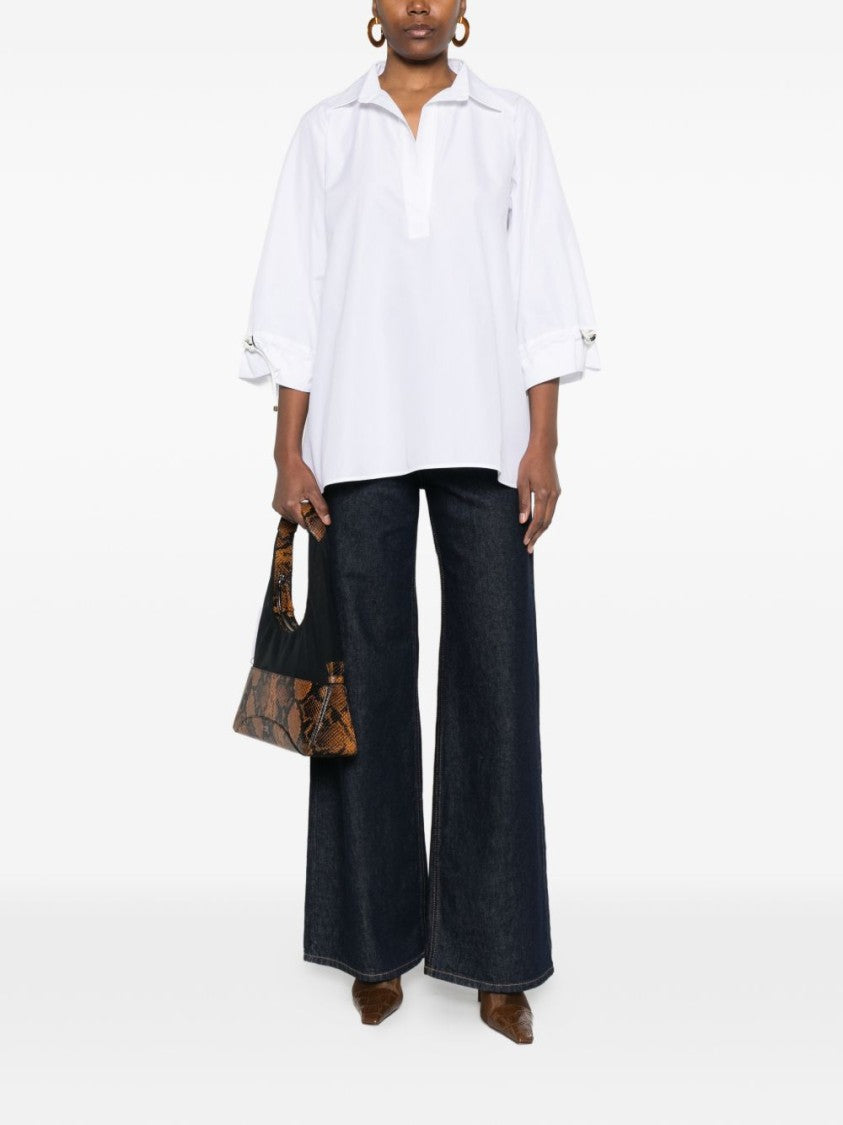 Max Mara Boxy White Jacket With Deep V-Neckline