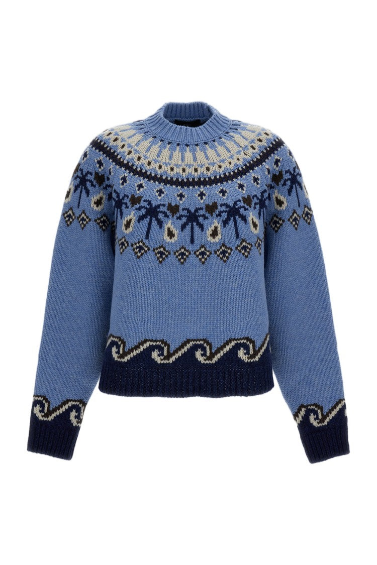 Alanui Light Blue Sweet Winter Nordic Sweater