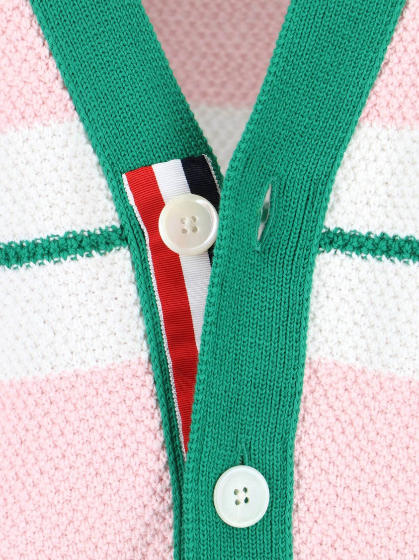 Thom Browne Striped Cardigan – Pink