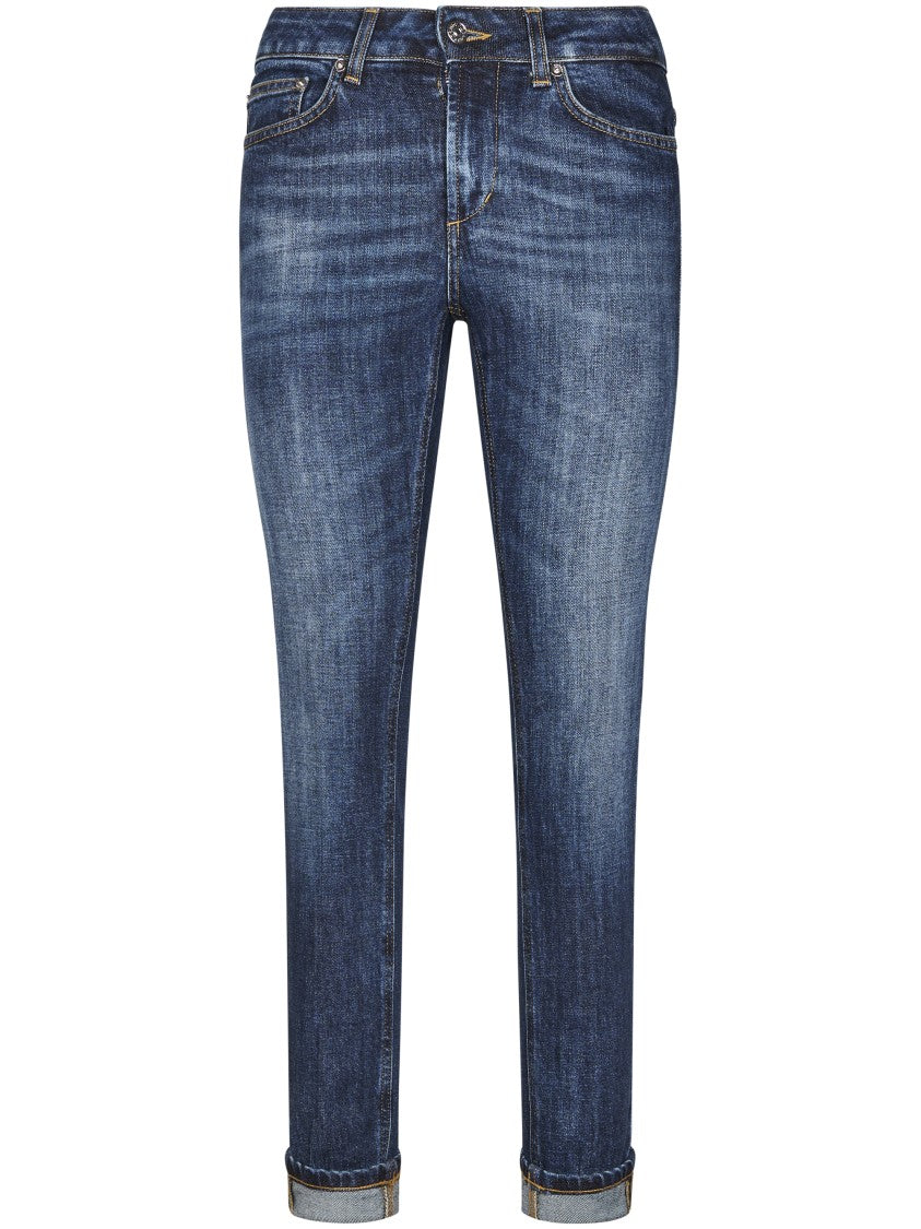 Dondup Skinny Fit Medium Blue Denim Trousers With Classic Five-Pocket Design