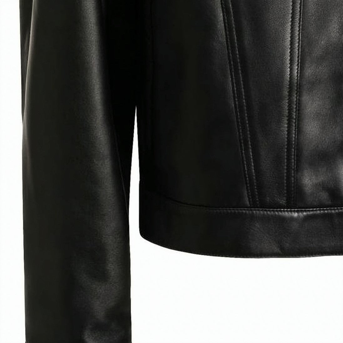 Bottega Veneta Lambskin Leather Jacket With Woven Collar Detail