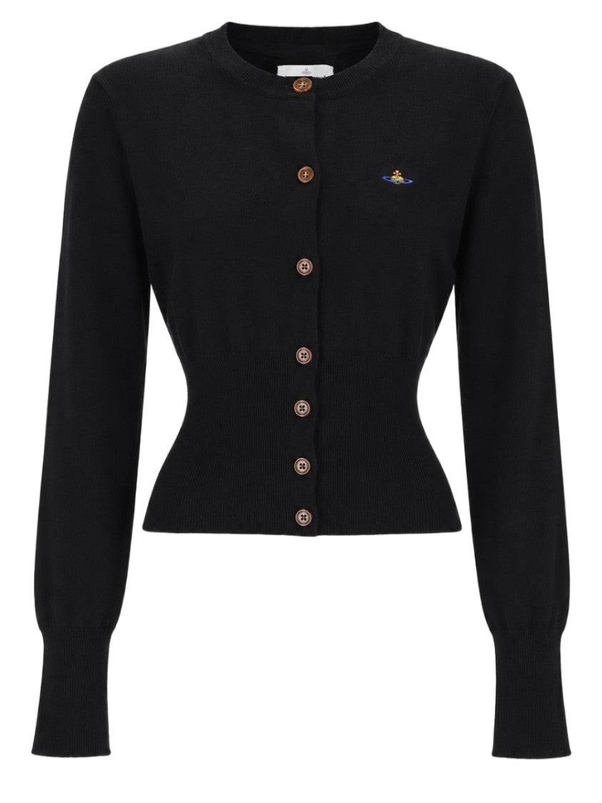 Vivienne Westwood Cropped Fitted Cardigan With Ribbed Cuffs And Button Detail