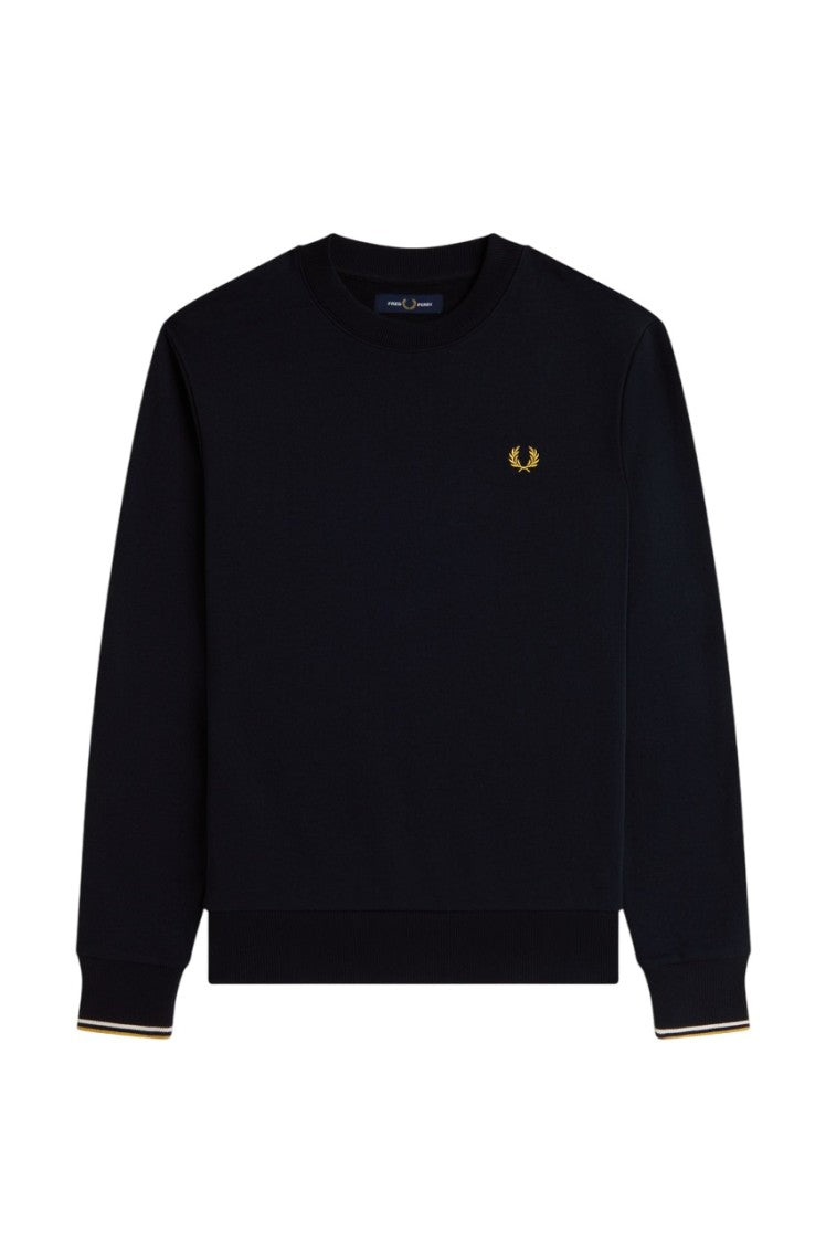 Fred Perry Regular Fit Black Hoodie With Ribbed Edges