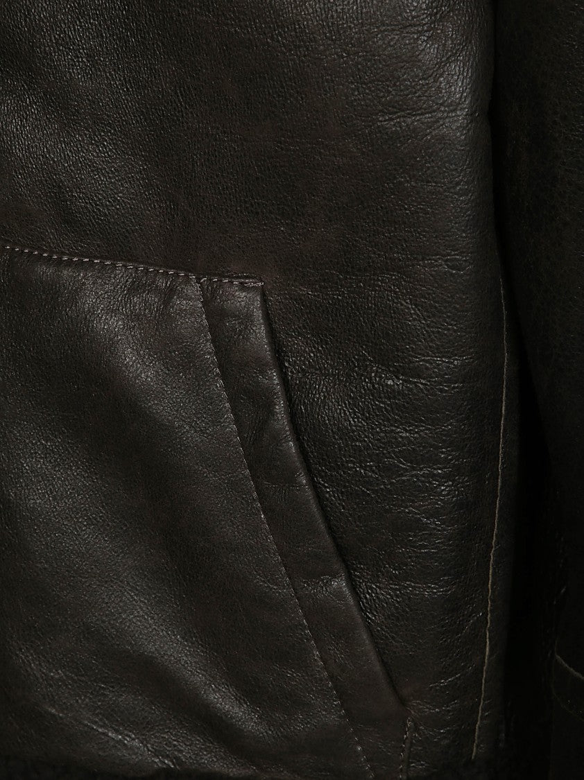 Salvatore Santoro Textured Black Leather Classic Bomber Jacket