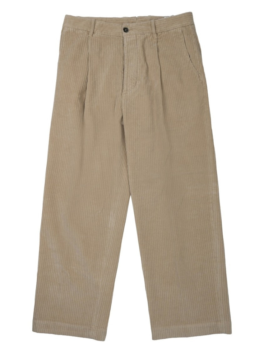 Nine In The Morning Neutrals Cropped Ribbed Cotton Wide-Leg Pants