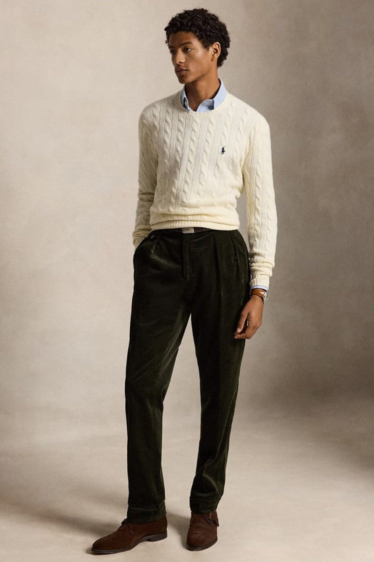Polo Ralph Lauren Cream Cable-Knit Crew-Neck Sweater