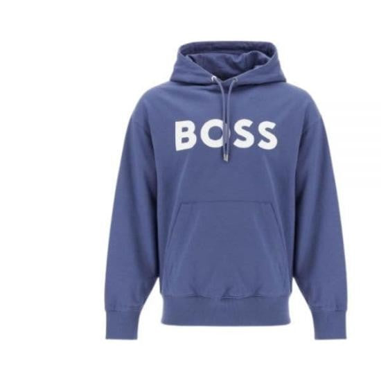 Hugo Boss Cotton Blend Hoodie With Drawstring Hood And Bold Lettering