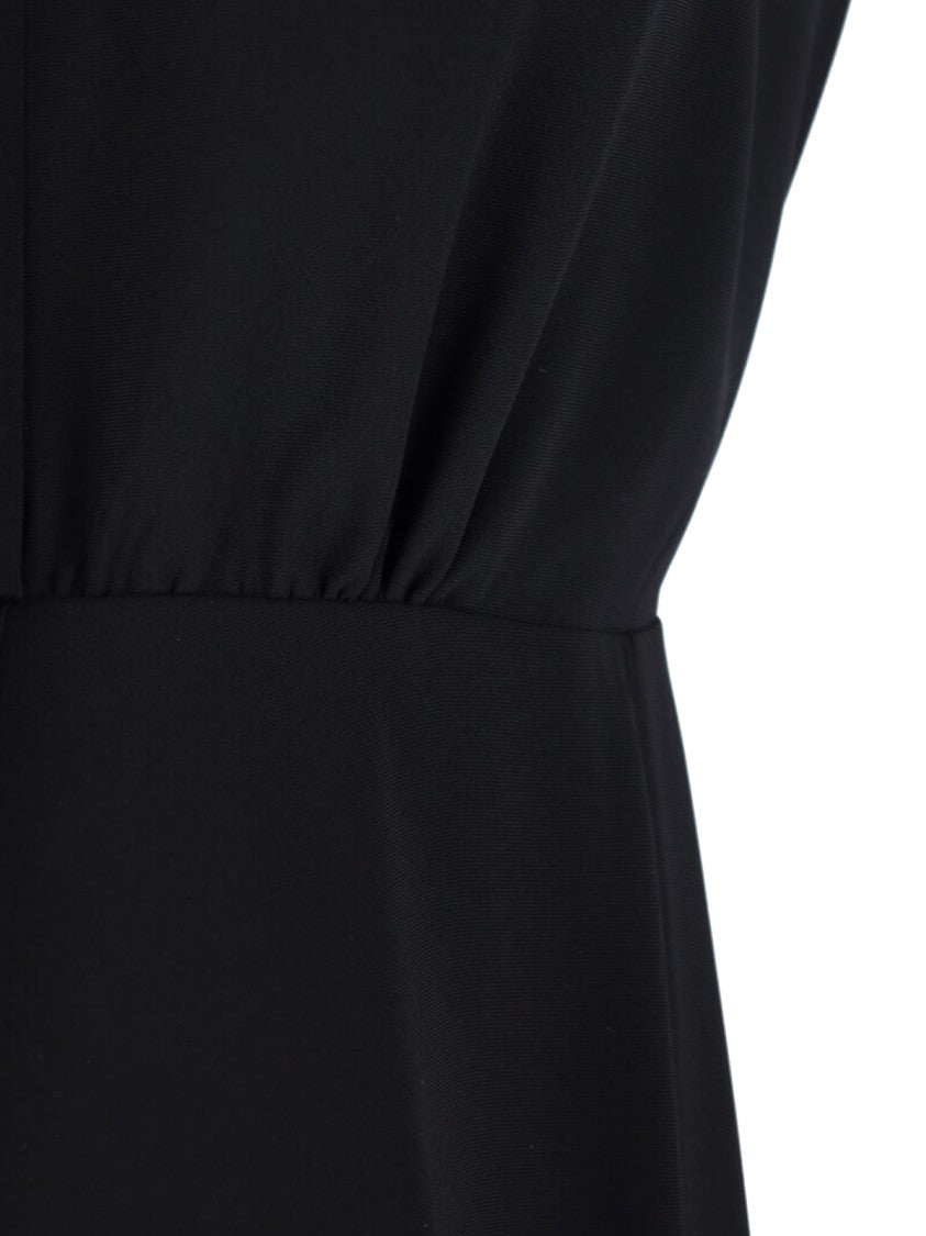 Aspesi Midi Dress In Black Fabric, High Neck