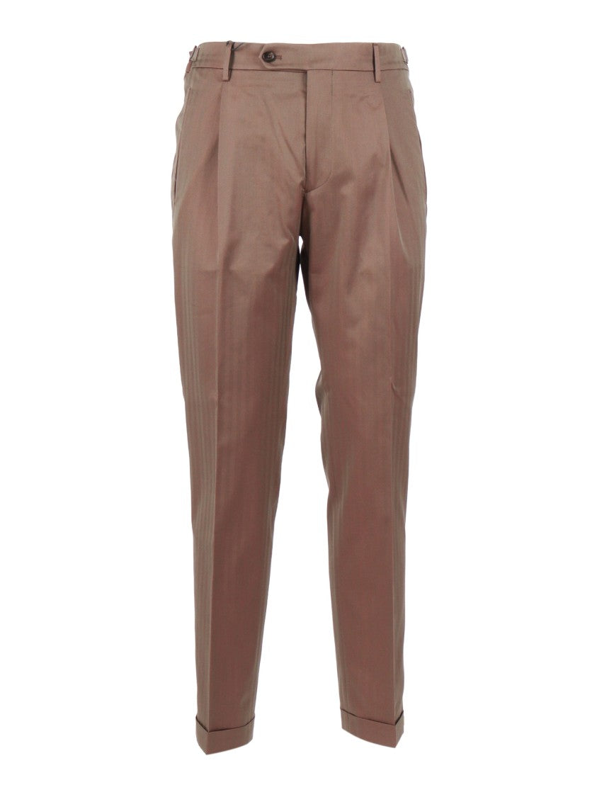 Berwich Brown Striped Tailored Straight-Leg Pants