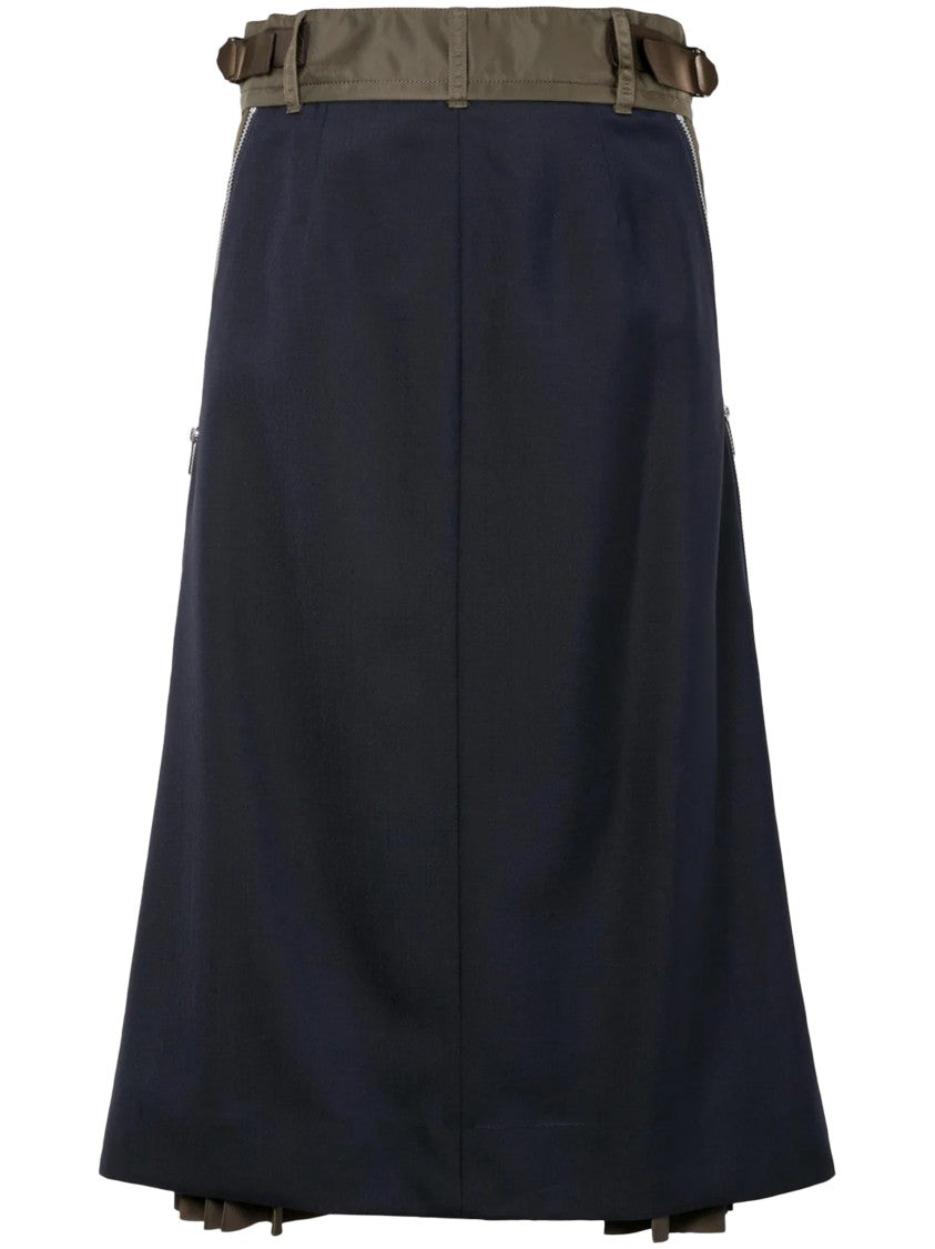 Sacai Tailored Suiting Mix Skirt With Textured Blend
