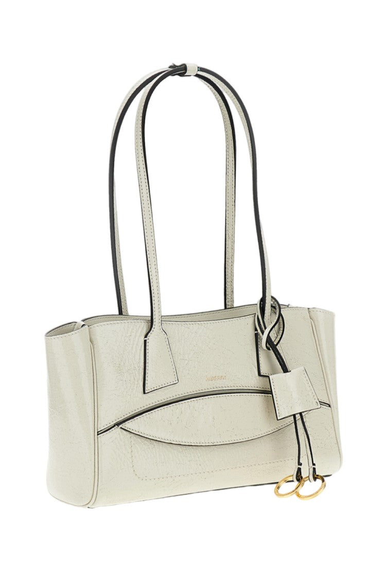 Hidesins White Shopper S Glossy Leather Shoulder Bag