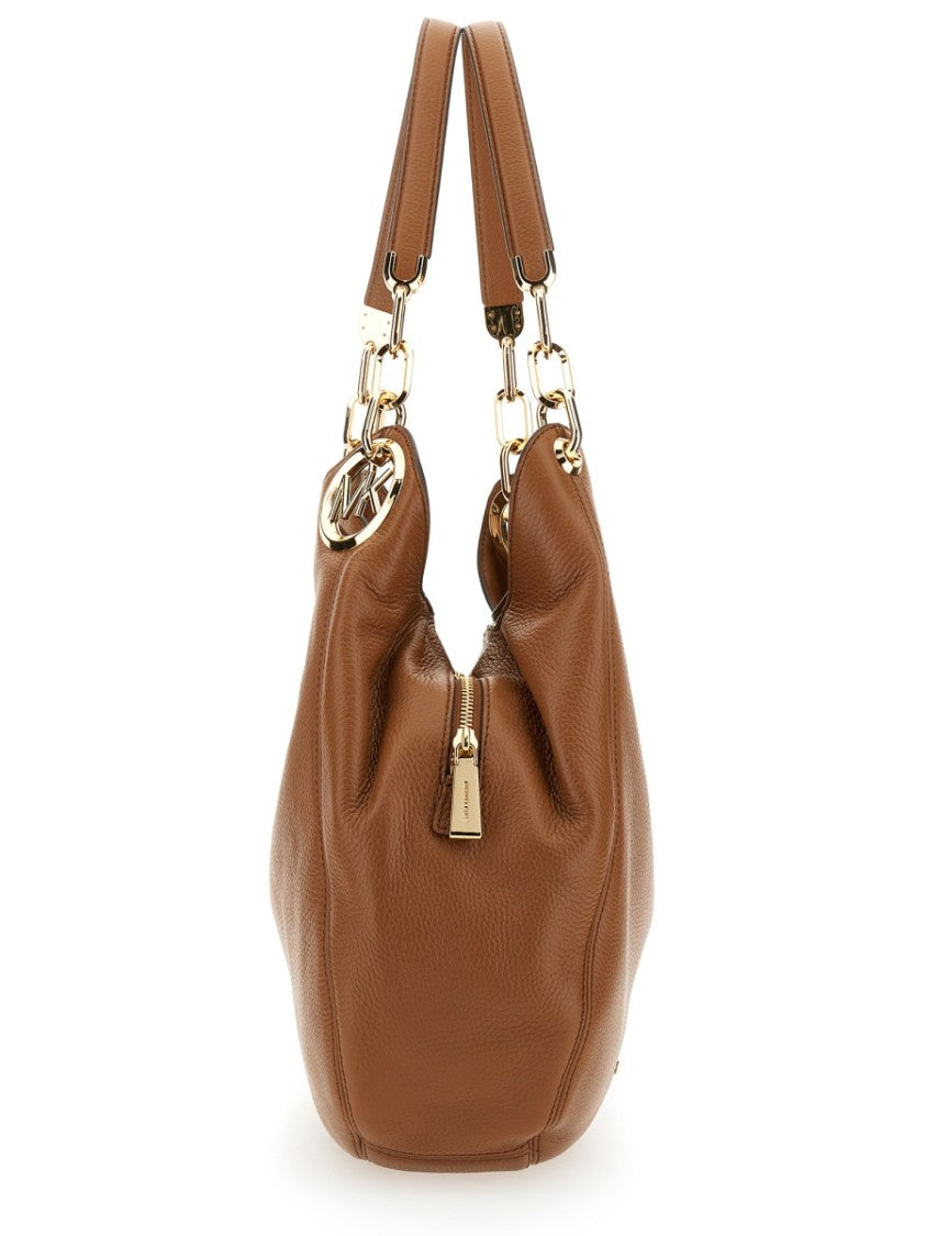 Michael Michael Kors Neutrals Lillie Large Textured Cow Leather Shoulder Bag