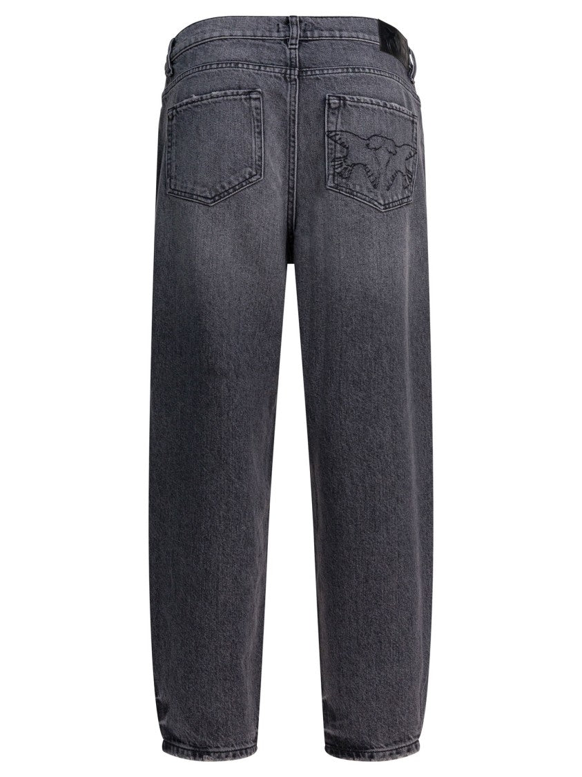 Pinko Balloon-Fit Grey Jeans With Subtle Whiskering