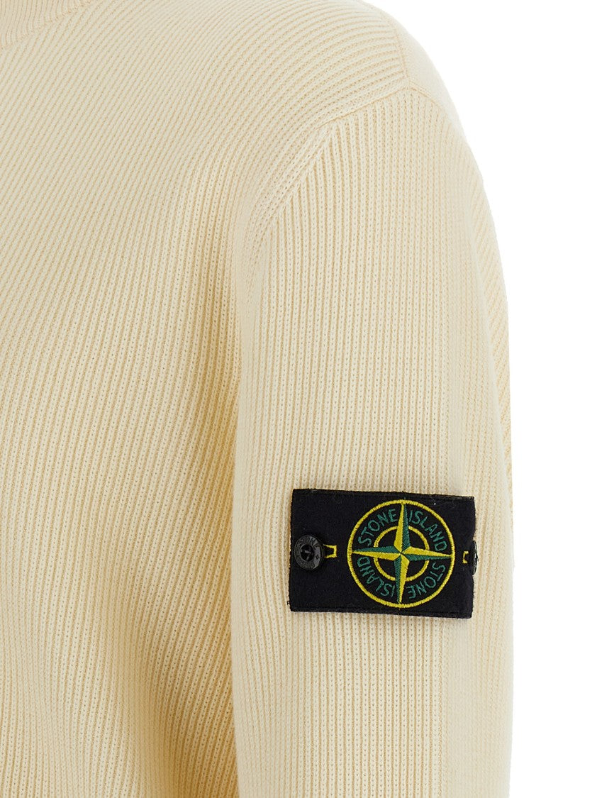 Stone Island Knitted Cotton Cardigan With High Neck