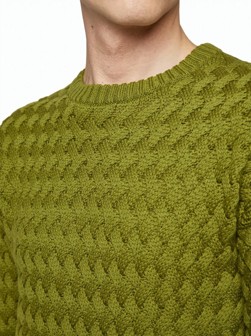 Alpha Studio Merino Wool Diamond Pattern Ribbed Sweater