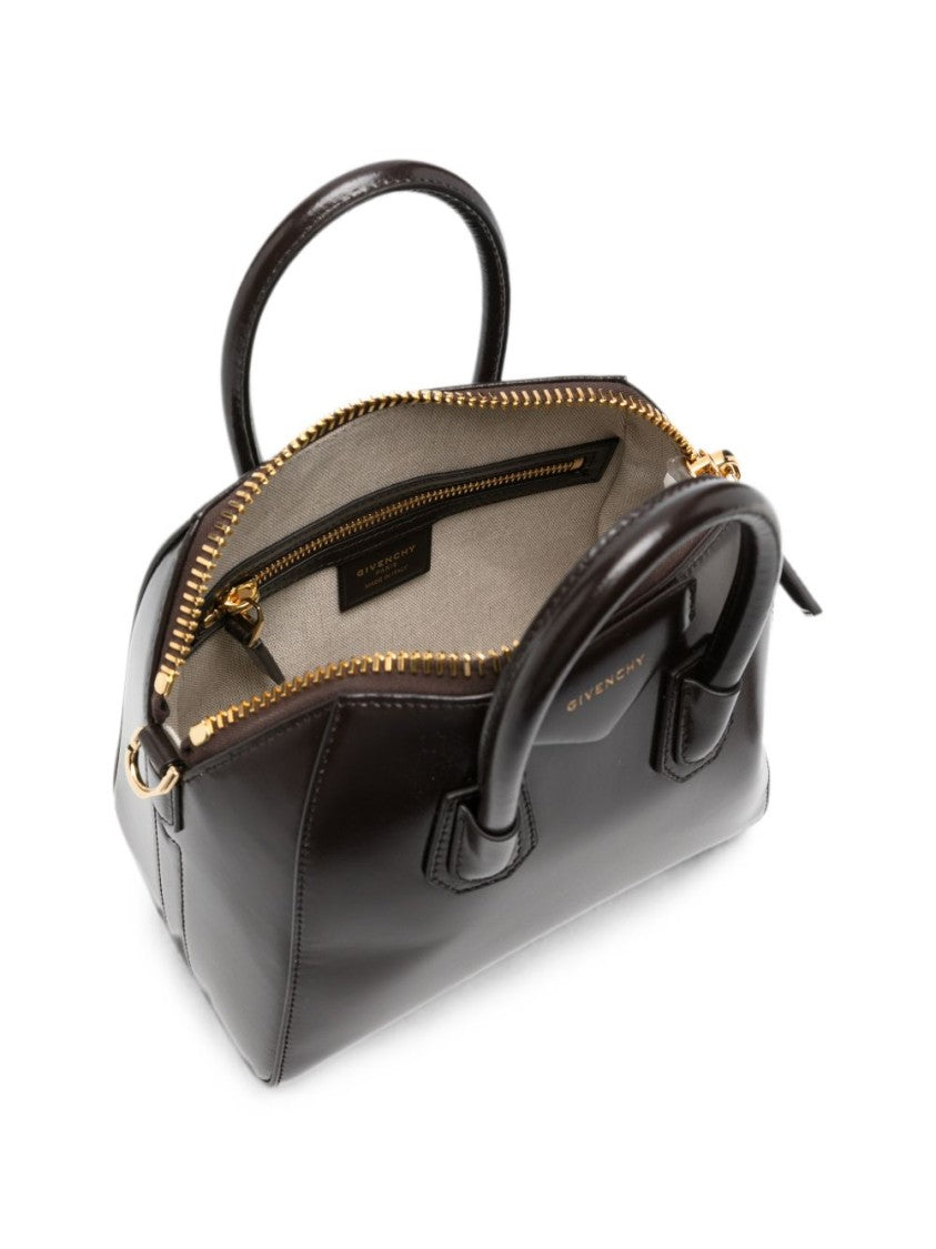 Givenchy Brown Structured Gold-Tone Hardware Handbag