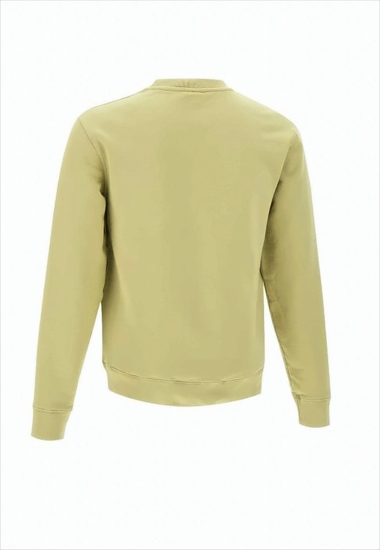 Maison Kitsuné Long-Sleeve Crewneck Sweatshirt In Light Olive With Embroidered Fox Emblem